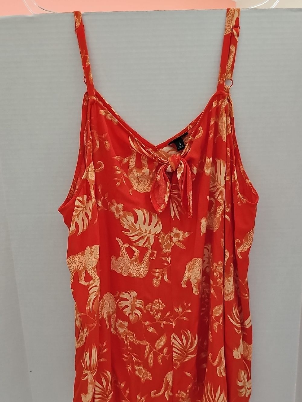 Torrid Orange Tropical Tie-Front Cami with Gold Print